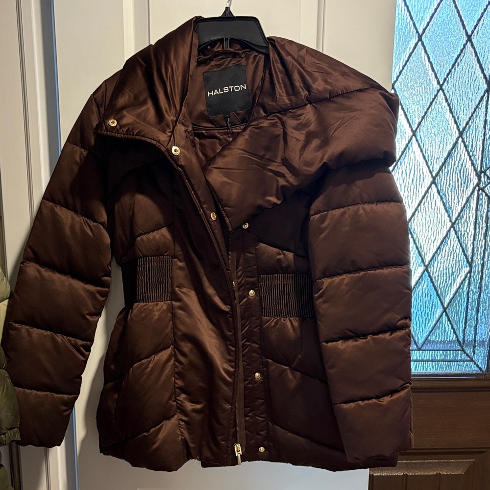 Halston Heritage Chocolate Puffer Coat